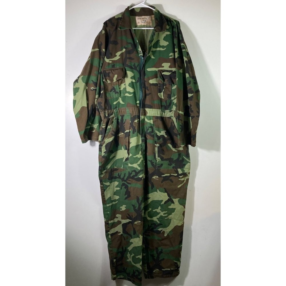 Mens Vintage Duck Bay Hunting Coveralls Camo Green Br… Gem